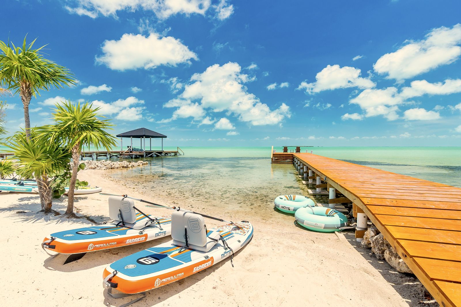 The dock and the waist-deep, clear shallows of the west shore