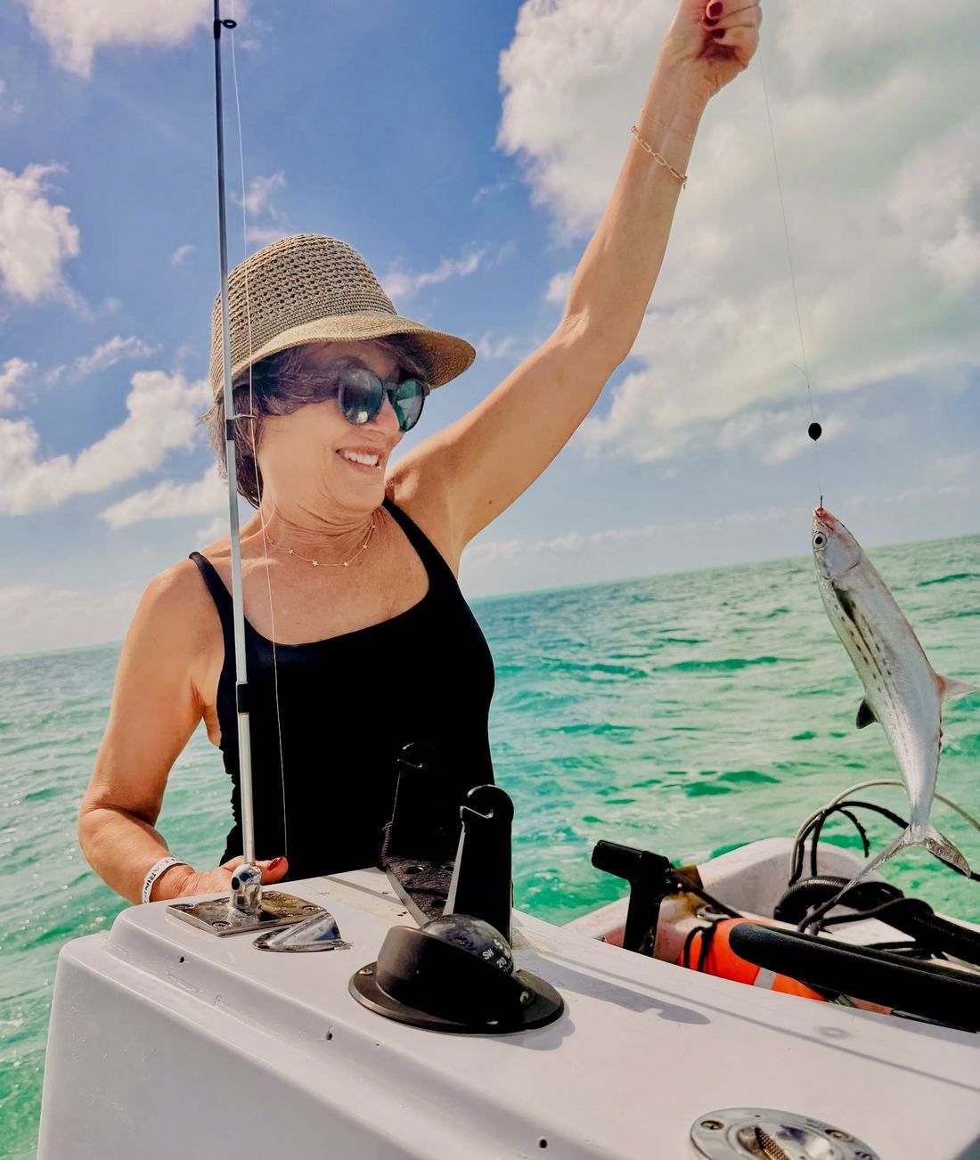 A guest fishing the flats on a charter arranged through the villa
